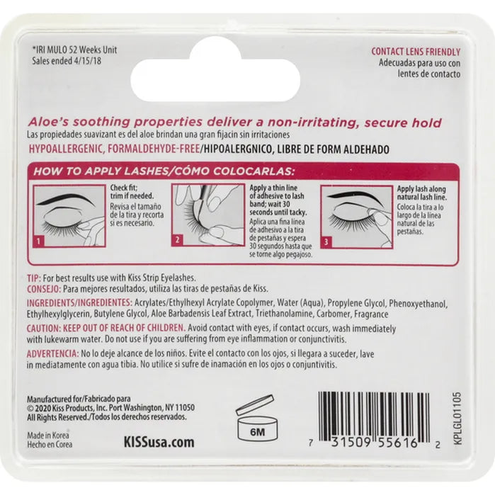 KISS Strip Lash Adhesive With Aloe Clear (KPLGL01)