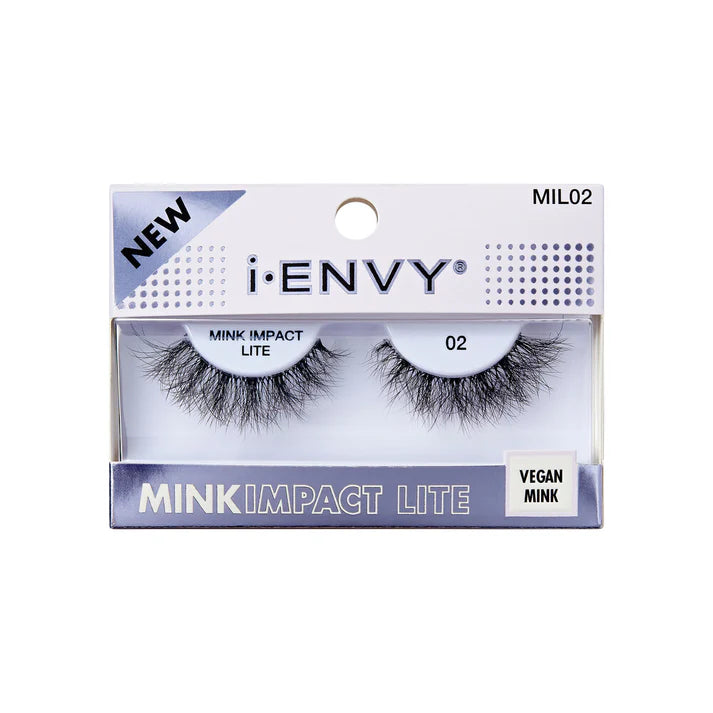 I-ENVY BY KISS MINK IMPACT LITE CLEAR BAND VEGAN FAUX MINK STRIP LASH