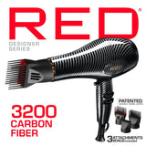 Red by Kiss Carbon 3200 BD32 Ionic Blow Dryer with Tourmaline Technology