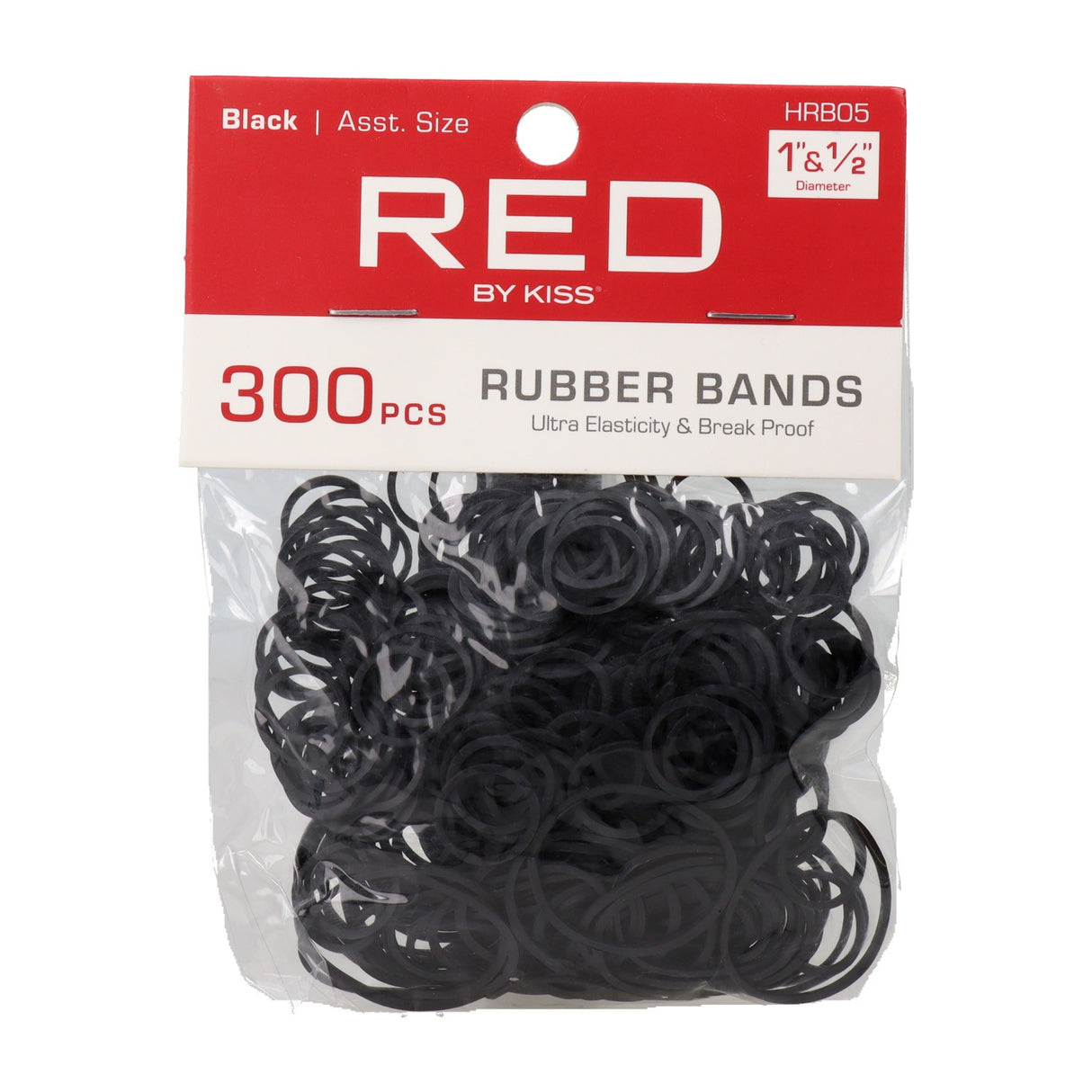 RED BY KISS 300 Rubber Bands (HRB05)