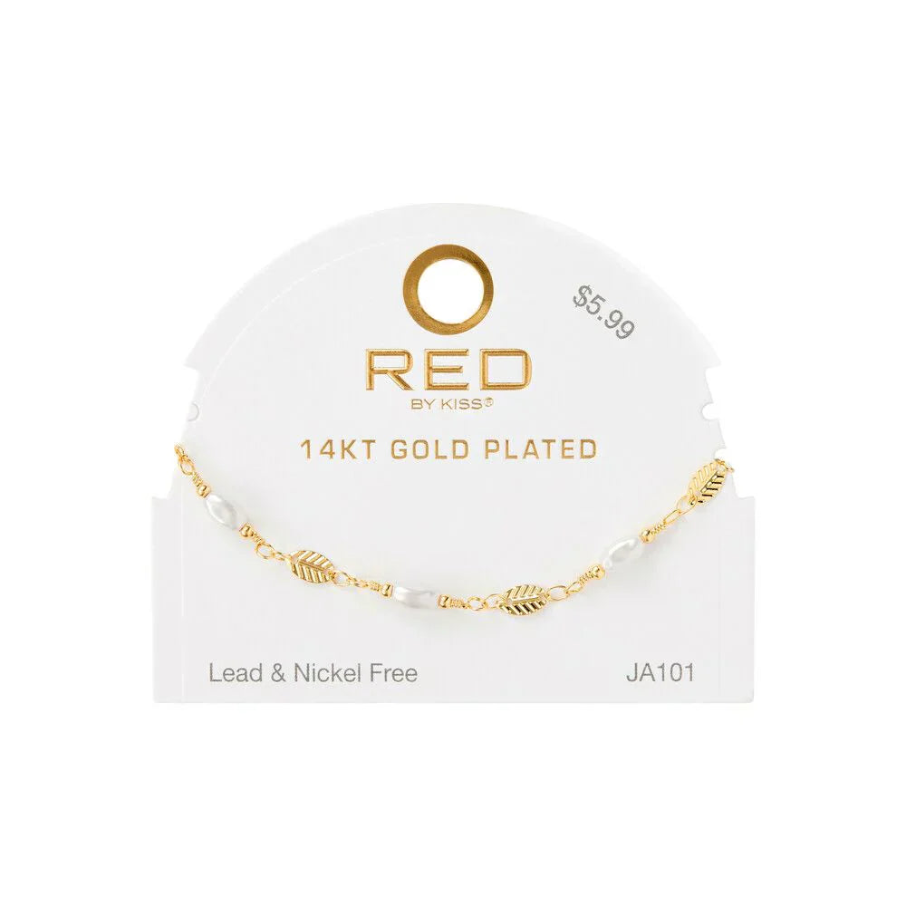 RED BY KISS 14K GOLD PLATED GLAM FASHION ANKLET PEARL