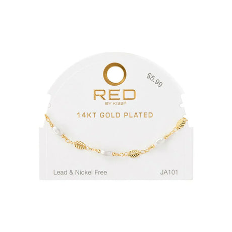 RED BY KISS 14K GOLD PLATED GLAM FASHION ANKLET PEARL
