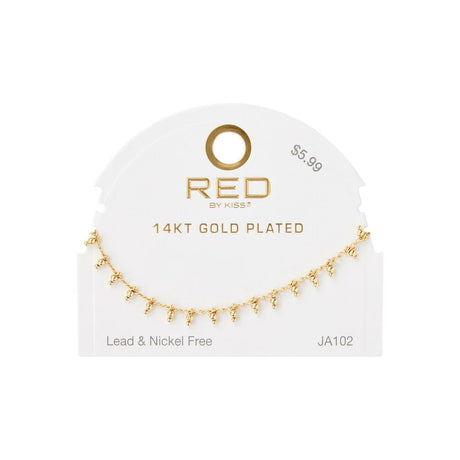 RED BY KISS 14K GOLD PLATED GLAM FASHION ANKLET PEARL