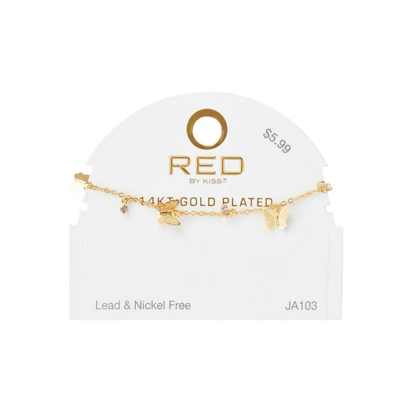 RED BY KISS 14K GOLD PLATED GLAM FASHION ANKLET PEARL