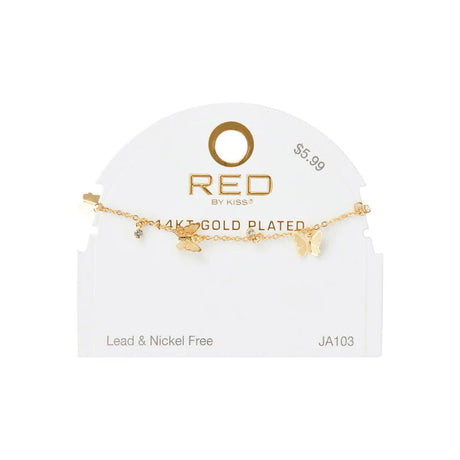 RED BY KISS 14K GOLD PLATED GLAM FASHION ANKLET PEARL