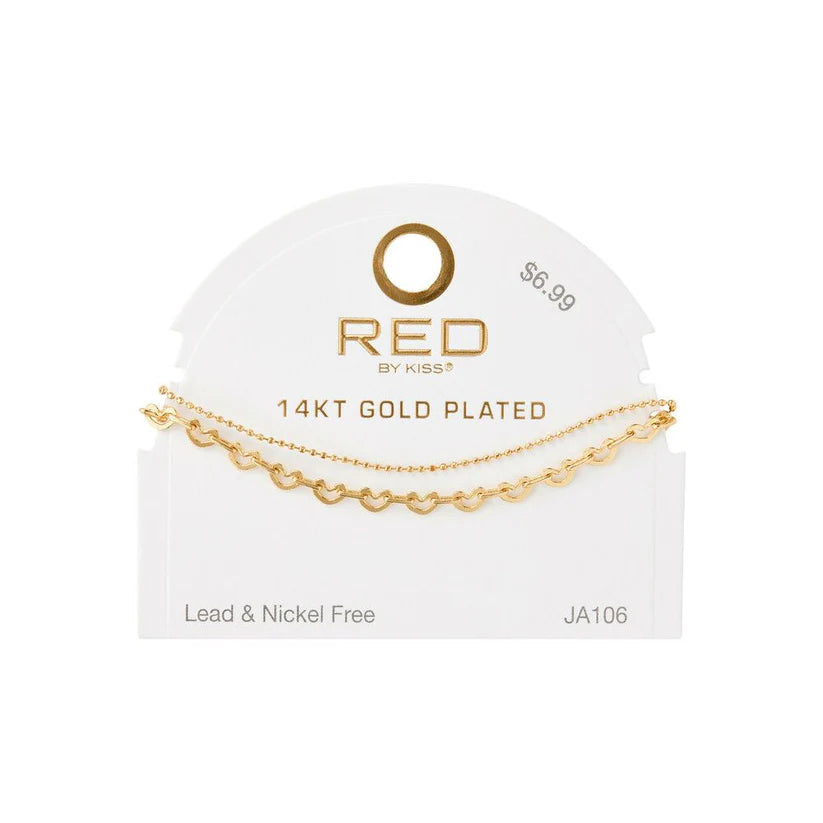 RED BY KISS 14K GOLD PLATED GLAM FASHION ANKLET PEARL