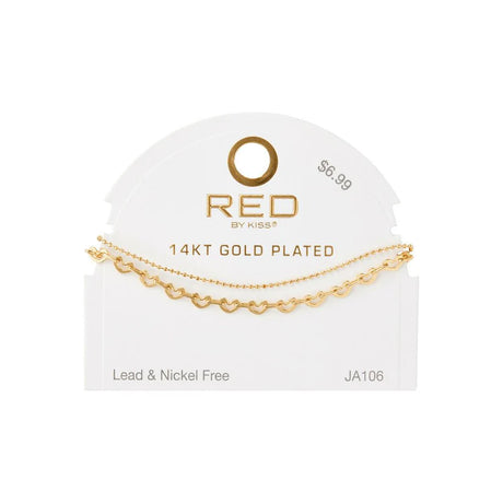 RED BY KISS 14K GOLD PLATED GLAM FASHION ANKLET PEARL