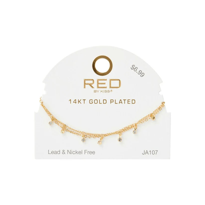 RED BY KISS 14K GOLD PLATED GLAM FASHION ANKLET PEARL