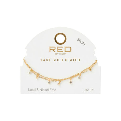 RED BY KISS 14K GOLD PLATED GLAM FASHION ANKLET PEARL