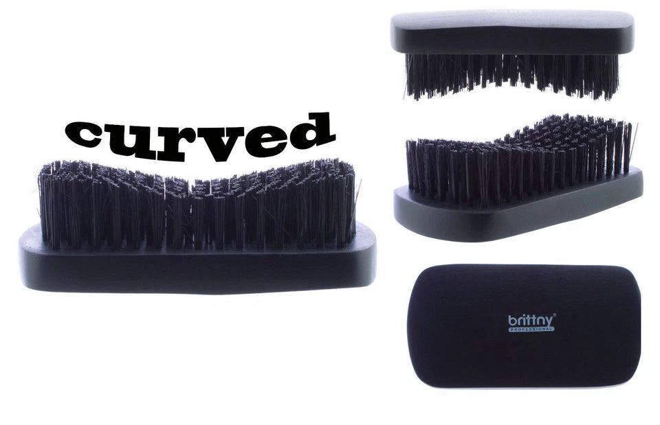 Brittny Curved Military Boar Bristle Brush – Black Wooden Handle