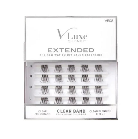VLuxe By IEnvy Extended Faux Mink Clear Band Cluster Lashes